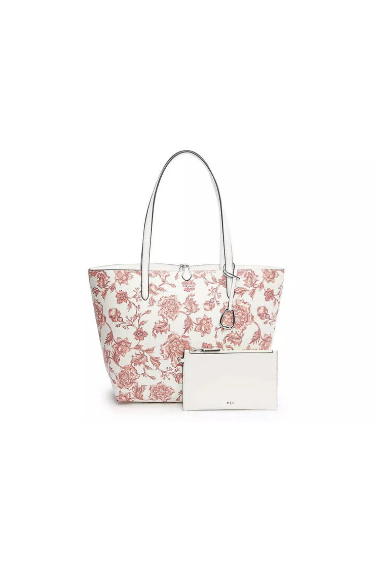 Ralph Lauren Faux Pebble Grain Reversible Tote Medium Porcelain