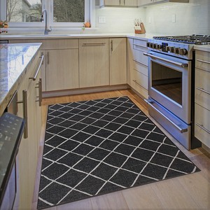Large Kitchen Rug Black Grey Checkered Mats Small Flat Weave Hard