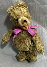 Vintage 7 Mohair Teddy Bear Jointed Glass Eyes Felt Paws Mid Century