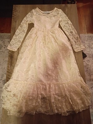 Only Little Once Lace Knit Fancy Dress  Dress Size 7 Off White Special Occasion 