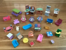 Vintage Dollhouse Furniture Mixed Brands Loving Family Bed Lot Bath Kitchen Set