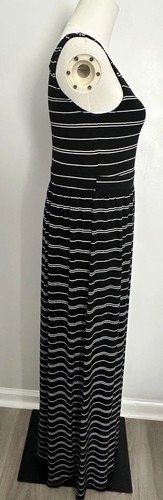 Athleta Black Striped Maxi Athleisure Travel Dress Size Small - Picture 4 of 11