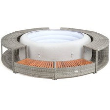 Lay-Z-Spa Rattan Hot Tub Surround Storage and Steps for Spa Set-Up, 200cm, Grey
