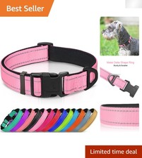 Reflective Dog Collar, Soft Neoprene Padded, Metal D-Ring, Nylon Pet Collar A...