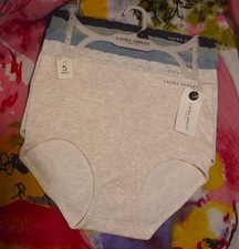 5 NEW LAURA ASHLEY LS5133 5PKD MICROFIBER SEAMLESS RIBBED BRIEF PANTIES L