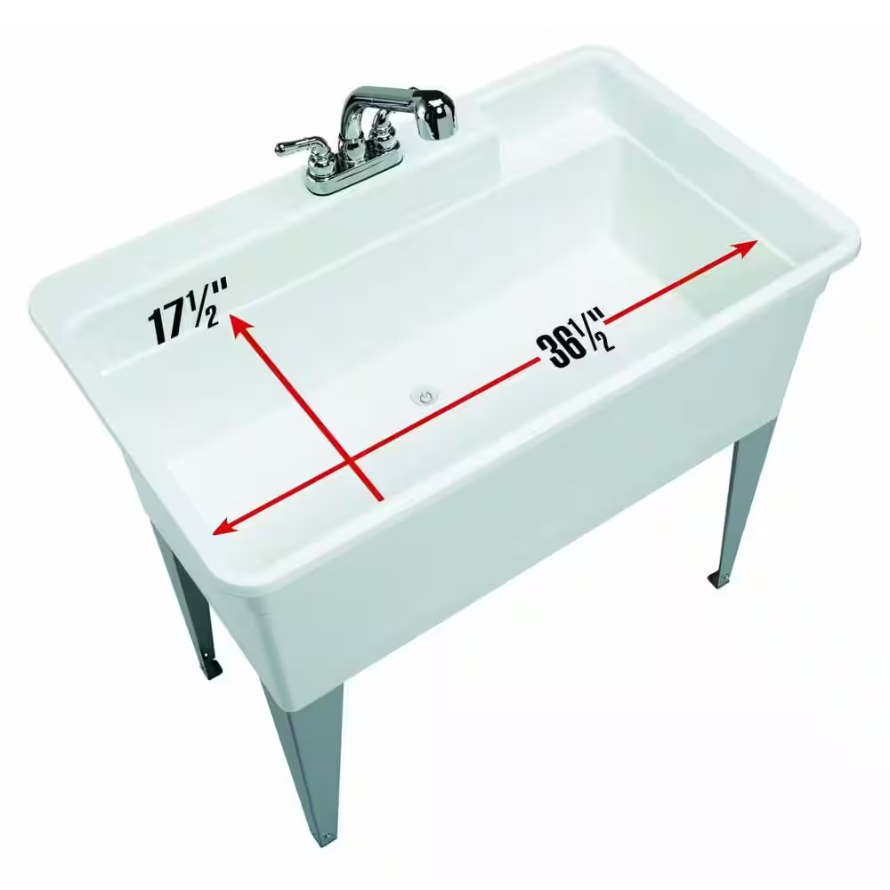 Utilatub Combo 40 In. X 24 In. 33 In. Polypropylene Floor Mount Utility Tub w...
