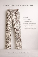 Cider XL Cream Brown Abstract Print Straight Leg Pants Women’s