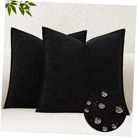 Kevin Textile Waterproof Decorative Pillow Covers 26" x 26" (Pack of 2) Black
