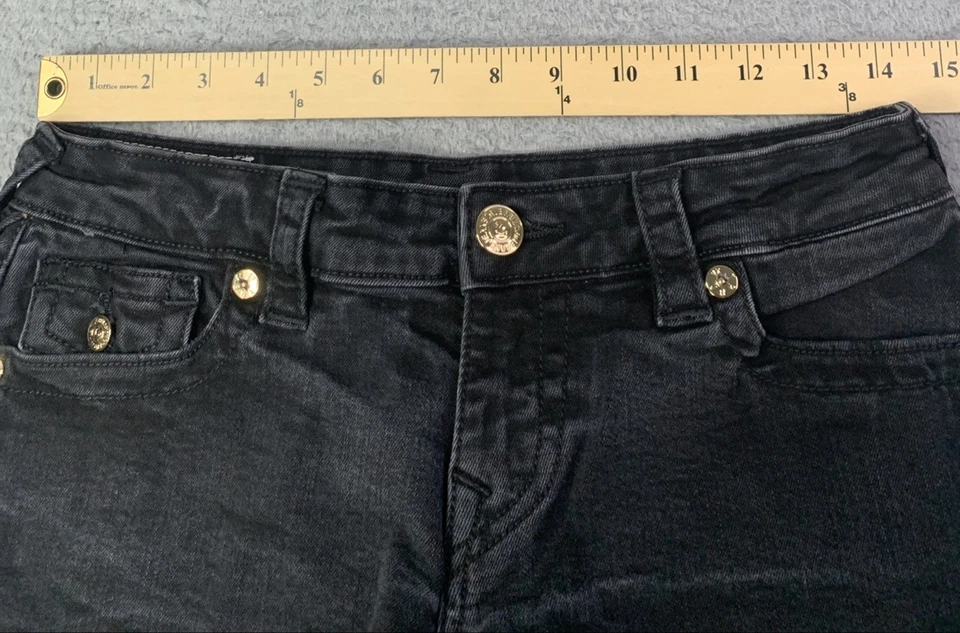 True Religion Shorts Womens Size 25 Joey Low Rise Cut Off Black Raw Hem Short - Image 2 of 4