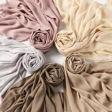 Chiffon Scarves Muslim Women Hijab Turban Rhinestone Long Headscarf Stoles Scarf