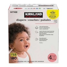 Kirkland Signature Diapers, Size 4 (22-37 Pounds), Pink White 198 Count 0.33 per diaper