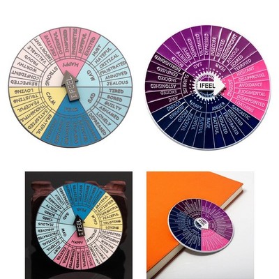 Gefühlsrad Brosche, drehbar, rund, Alu Emotion Wheel