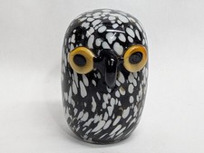 Vintage MCM Hand Blown Glass Murano Style Owl Figure Paperweight