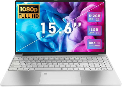 15.6'' FHD Laptop 16GB RAM 512GB SSD Intel Celeron N5095 Win 11 Pro Backlit KB
