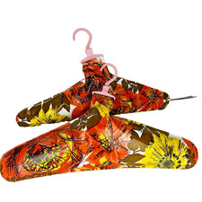 2 Vintage Hangers 60s 70s Inflatable Vinyl Floral Clothes Retro Flower Travel