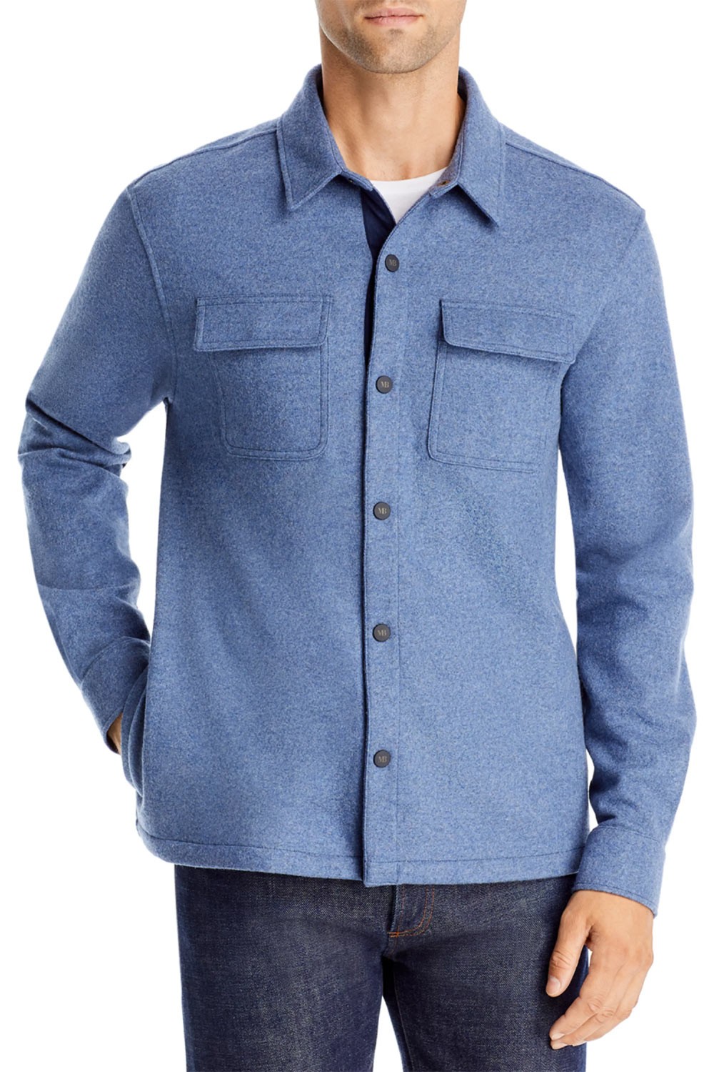 Мужская шерстяная верхняя рубашка Maurizio Baldassari 46 Синий Меланж IT 56 -  Зеландия, 695