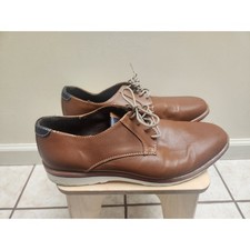 Mens Victor Konig Brown Perforated Oxford Dress Shoes Lace Up