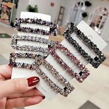 Rectangle Sparkly AB Crystal Hair Clips Fashion Large Hair Barrettes Wedding ...
