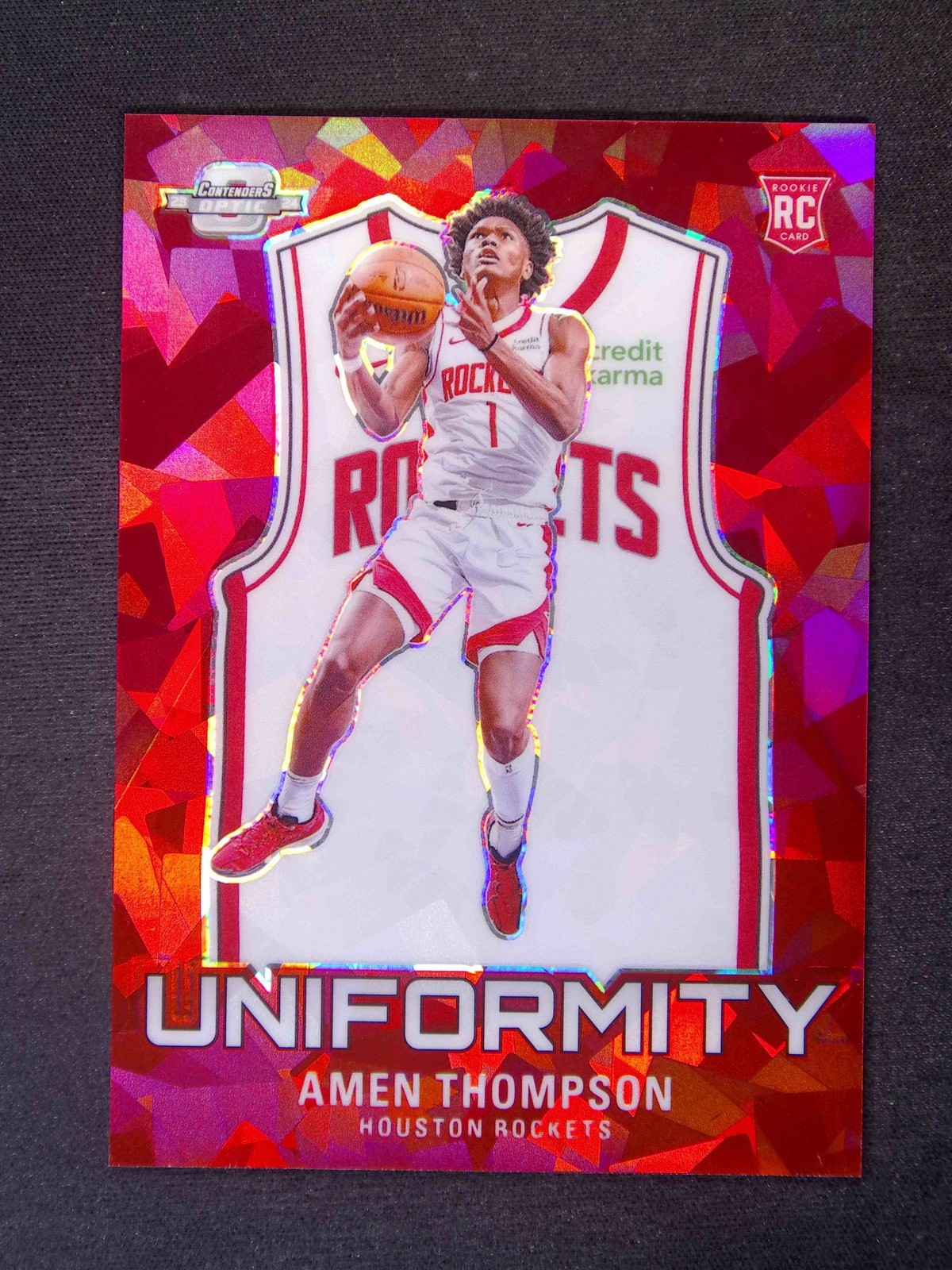 2023-24 Panini Contenders Optic Amen Thompson #2 RC Uniformity Red Ice /175