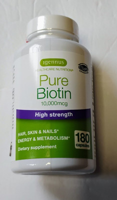 Pure Biotin High Strength 10,000 mcg (Hair Skin Nails) 180 capsules