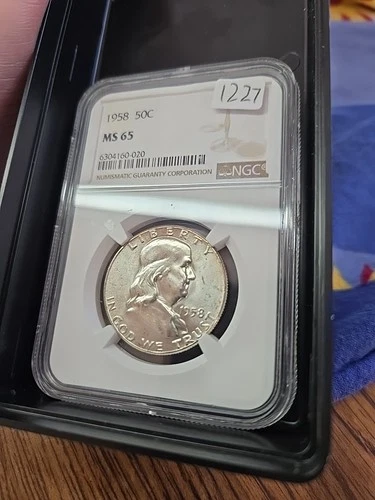 1958 P NGC MS65 Franklin Half Dollar 50c US Mint Silver Coin 1958-P MS-65