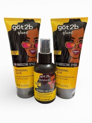 Got2b Glued Bonding Glue & Flash Glue Remover Protective Styles 3 Pc Set