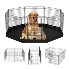 VEVOR Dog Playpen,8 Panels Foldable Metal Dog Exercise Pen with Bottom Pad,24" H