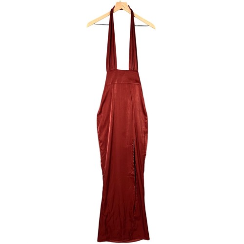NEW Beginning Boutique Higher Love Formal Dress  XS Rust NWT Halter Maxi Slit