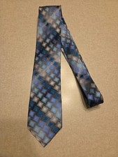 Van Heusen Silk Tie Grey Blue Geometric Diamonds