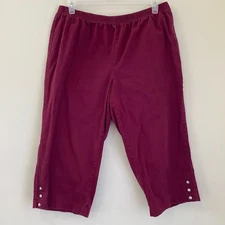JMS Just My Size Womens Comfort Elastic Waist Pullon Cropped Pant Size 2X Maroon
