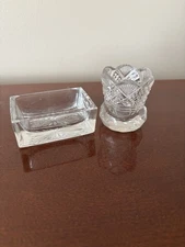 Vintage Cut Glass Open Salt Cellar And Toothpick Holder.