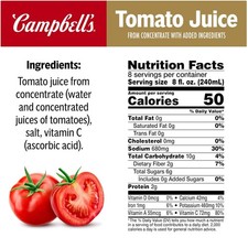 Campbell's 100 Tomato Juice, 6 Bottles, 64 fl oz Each 
