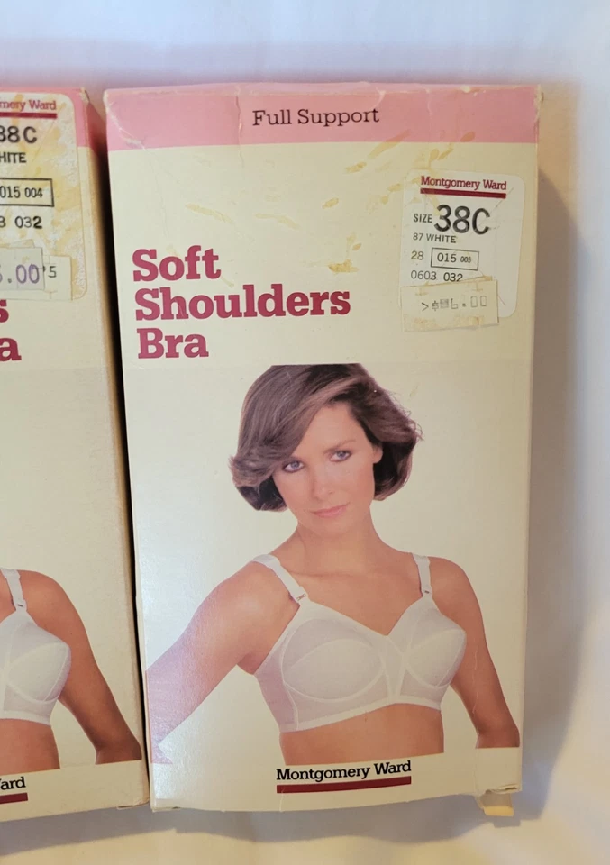 Set of 2 Lot VTG MONTGOMERY WARD WHITE BRA 38 C NIB 28-10603 FULL SUPPORT NEW - Image 3 of 4