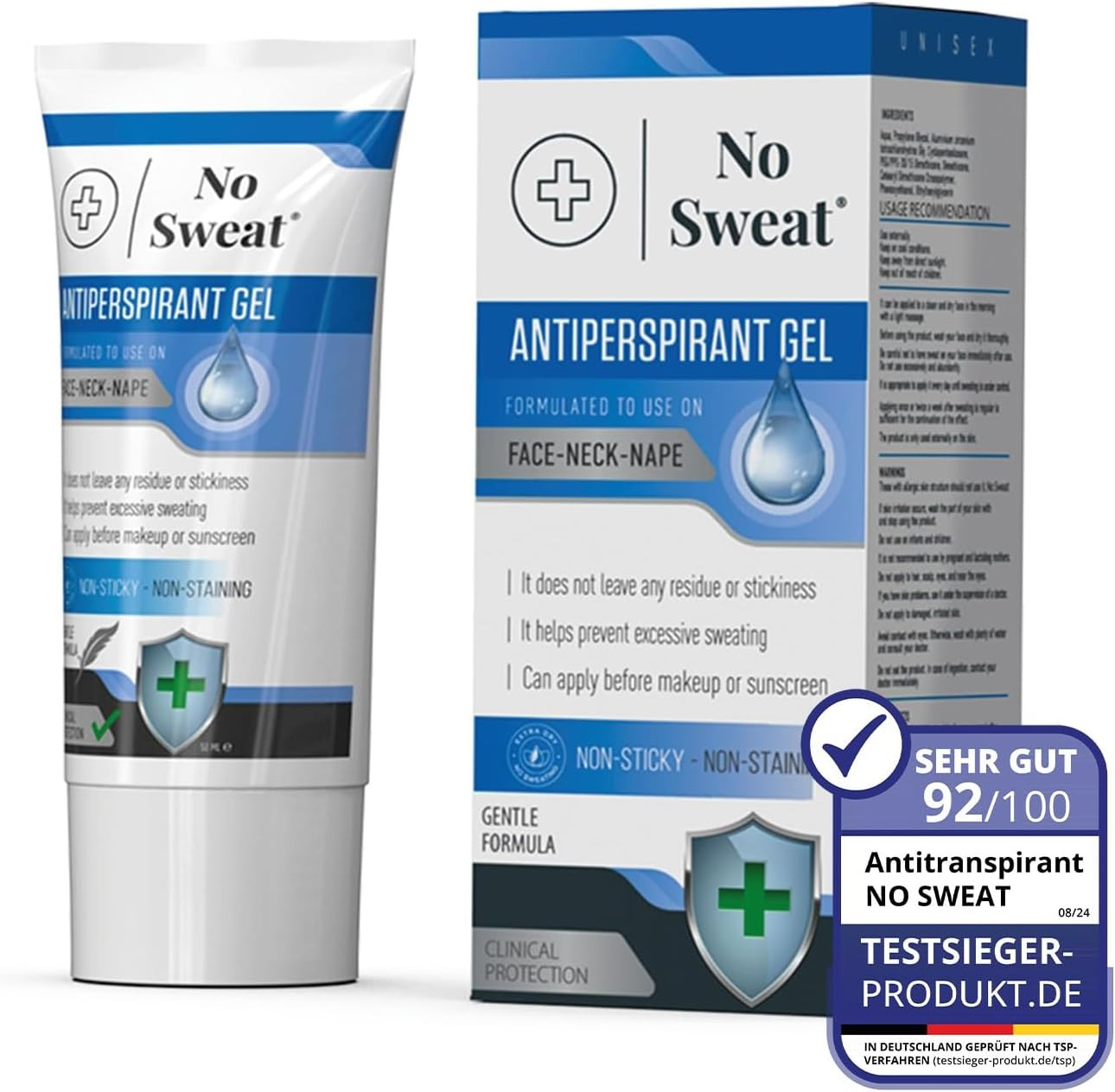 No Sweat Antiperspirant Gel 50 ML - Suitable Usage for Face-Neck-Nape Helps Prev