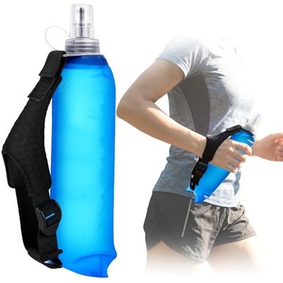 LemonRoad Ultralight Running Collapsible Handheld Water Bottle with Hand Strap 