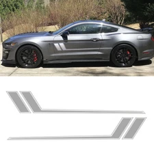 Silver Grey Side Door Fender Hockey Stripe Vinyl Sticker For Ford Mustang