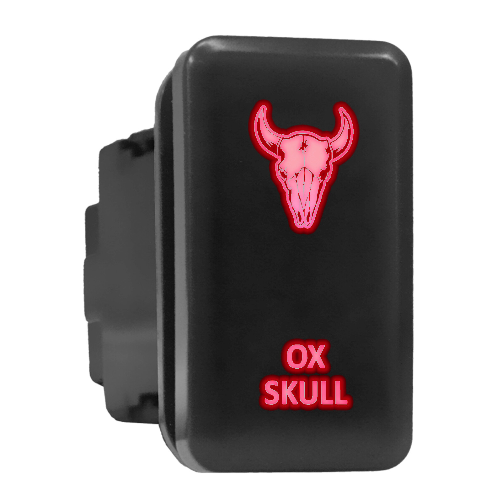 Red Backlit OX Skull Push Switch 1.54x0.83in for Toyota