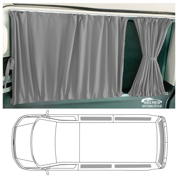 Maß Gardinen FüR VW T5 T6 T6.1 Transporter Lang Mit Heckklappe (718) In Grau-image