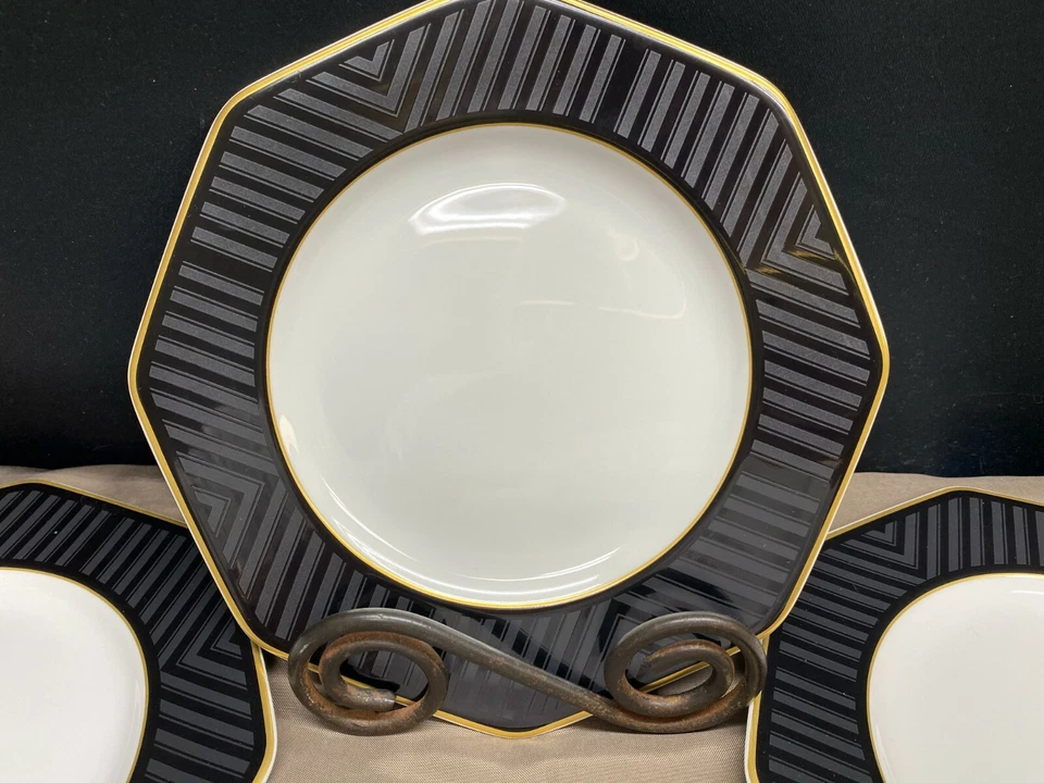 Villeroy & Boch "PERLA NEGRA" con Alemania ~ Juego de 4 ~ Platos de ensalada ~ 8 1/4" Foto 2 de 4