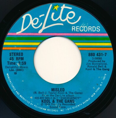 KOOL & THE GANG - MISLED / ROLLIN' - DE-LITE 880-431-7 - 45 Record VG