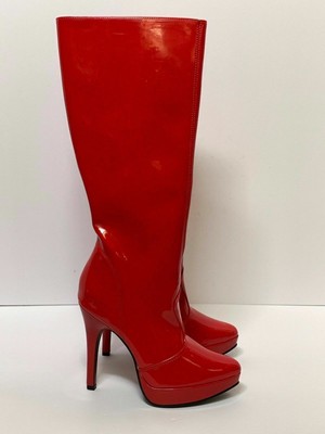 women's red knee high boots