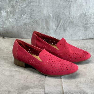 CLARKS COLLECTION Women's Fuchsia Suede Juliet Hayes Perforated Loafers SZ 