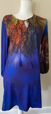 Am By Amelia Dress Womens  Medium Blue Tree P...