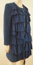 Phillip Lim 3.1 Womens Navy Blue Ruffle Detail Wool Blend Jacket Coat Us10; Uk14