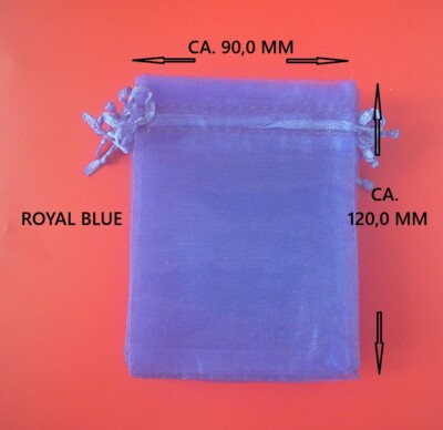 10X 90X120 MM ORGANZASÄCKCHEN ROYAL BLUE ORGANZA BEUTEL GESCHENKBEUTEL SÄCKCHEN