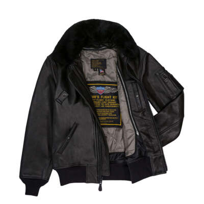 Cockpit USA B-15 Leather Flight Jacket With Removable Liner Black