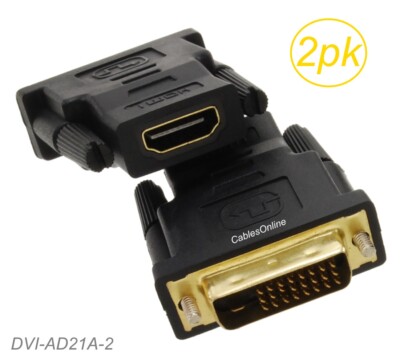 2-Pack HDMI Female to DVI-D Dual-Link Male Display Video Adapter, DVI-AD21A-2