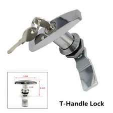 Silver T-Handle Door Cover Latch With Keys Lid Lock For Truck RV Shell Camper