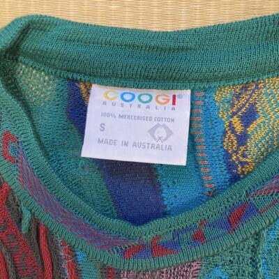 COOGI 3D knit sweater, men's size S Cotton Green/Blue | eBay