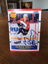 1990-91 SCORE #399 MURRAY BARON SIGNED AUTOGRAPHED CARD D